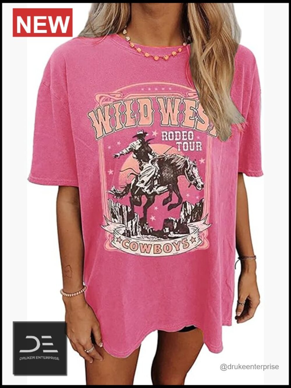Oversized Wild West Cowboys T-Shirt Vintage Country Music Tee Western Rodeo